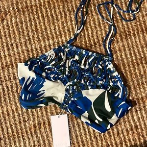 MIKOH Waimea High Neck Halter Top in Vintage Tahiti forest NWT